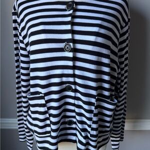 Black and White Striped Cardigan